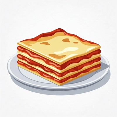 Lasagna on Plate Illustration