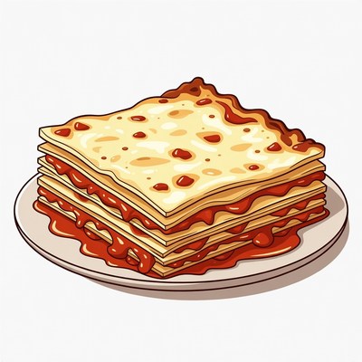 Lasagna on Plate Illustration