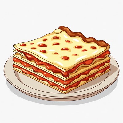 Lasagna on Plate Illustration