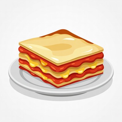 Lasagna on White Plate