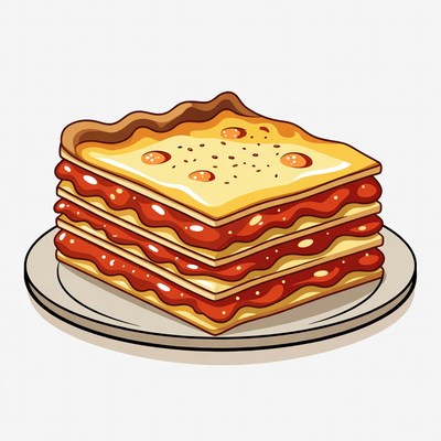 Lasagna on Plate Illustration