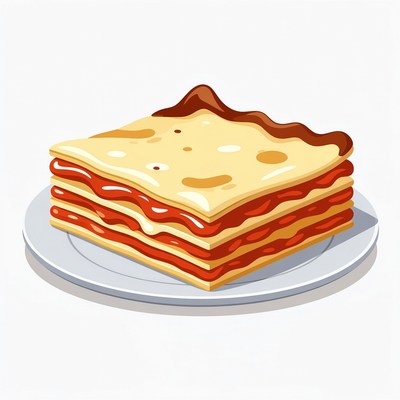 Lasagna on Plate Illustration