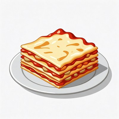 Lasagna on plate illustration