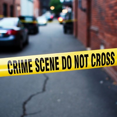 Crime Scene Tape on Urban Alley