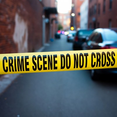 Crime Scene Tape in Urban Alley