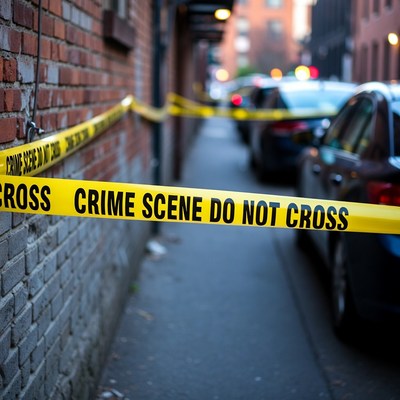 Crime Scene Tape in Brick Alley