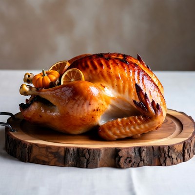 Roasted Turkey with Oranges and Pumpkins