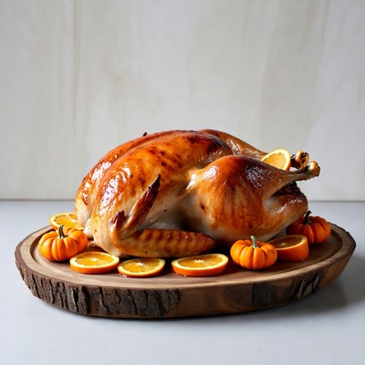 Roasted Turkey with Oranges and Pumpkins