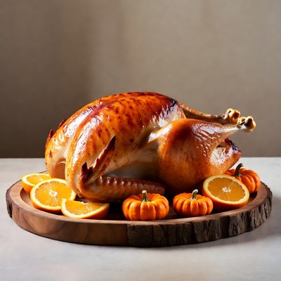 Roasted Turkey with Oranges and Pumpkins