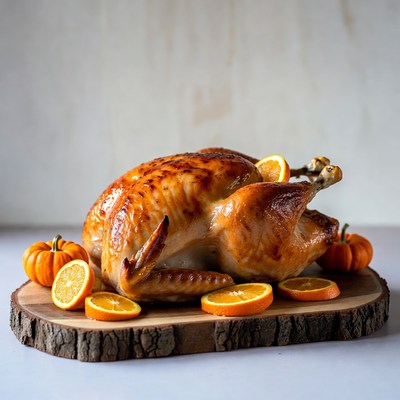 Roasted Turkey with Oranges and Pumpkins
