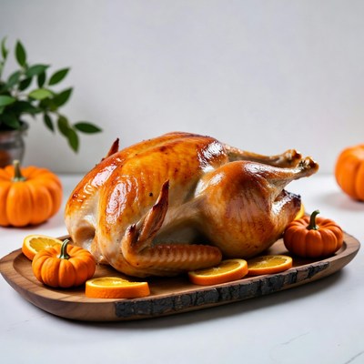 Roasted Turkey with Pumpkins and Oranges