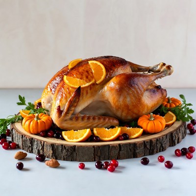 Roast Turkey with Oranges and Pumpkins