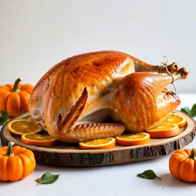 Roasted Turkey with Oranges and Pumpkins