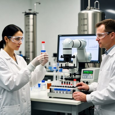 Scientists Working in Modern Lab