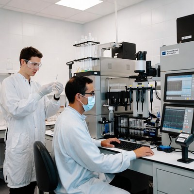 Two Scientists Working in Lab