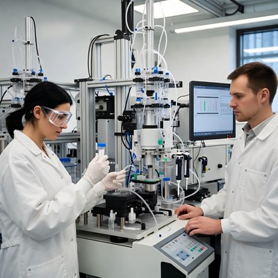 Scientists Working on Lab Equipment