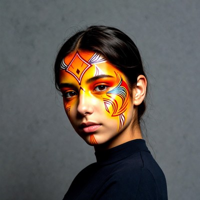 Woman with vibrant tribal face paint
