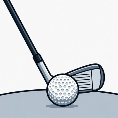 Golf club hitting ball