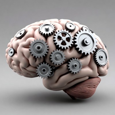Brain with Gears Illustration