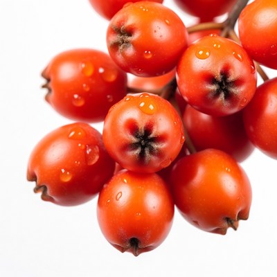 Red berries cluster with water droplets