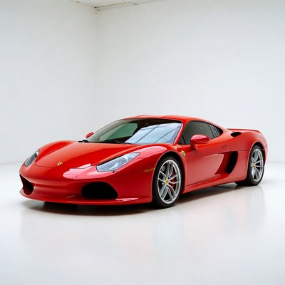 Red Ferrari Supercar on White Background