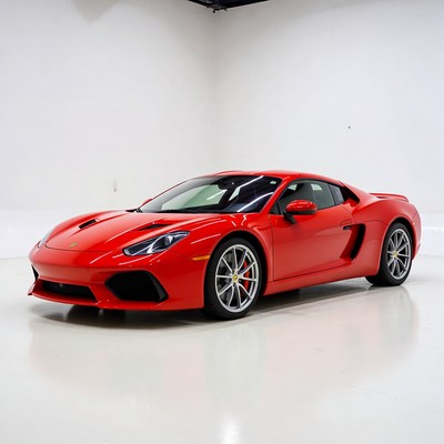 Red Ferrari Supercar Studio Shot