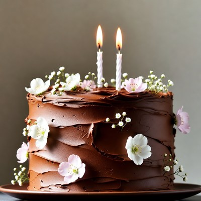 Chocolate Birthday Cake with Candles
