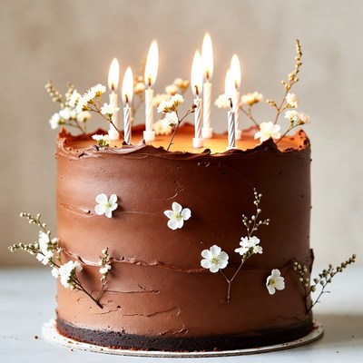 Chocolate Birthday Cake with Candles
