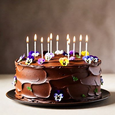 Chocolate Birthday Cake with Violets
