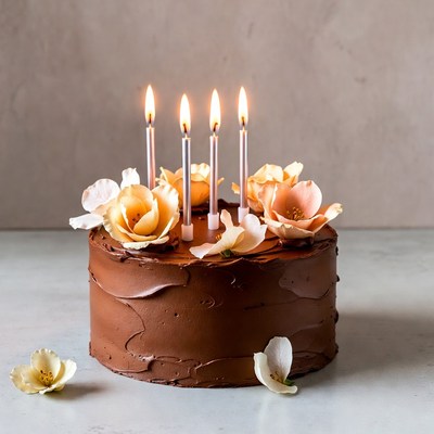 Chocolate Birthday Cake with Candles