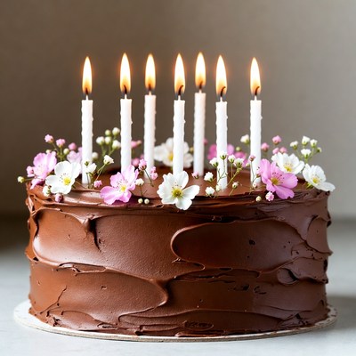 Chocolate Birthday Cake with Candles