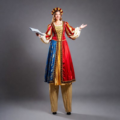 Woman in Renaissance Costume Holding Book