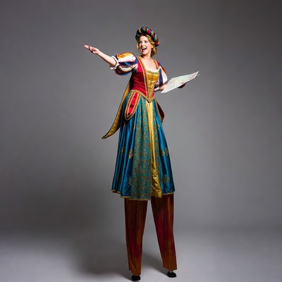 Woman in Renaissance costume holding map