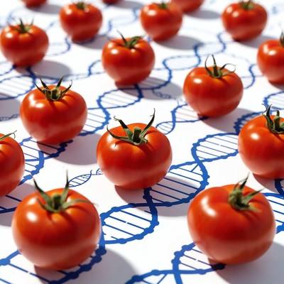 Tomatoes Arranged on DNA Helix