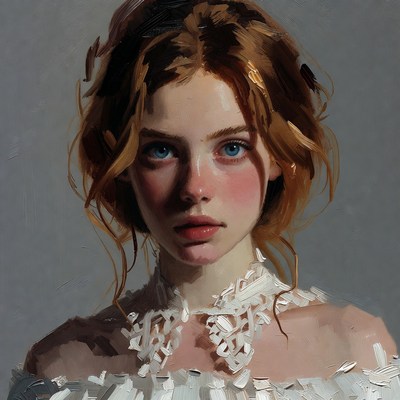 Redhead woman in lace collar portrait