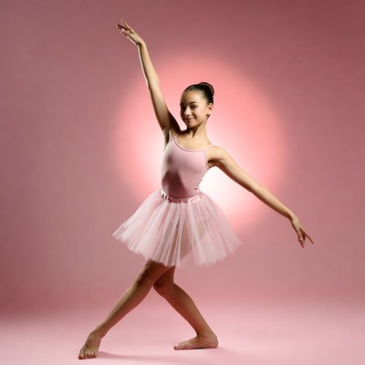 Young girl in pink ballet pose