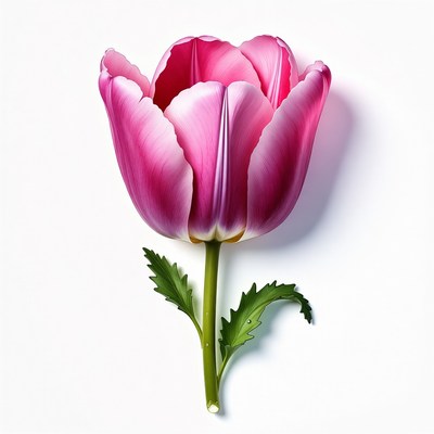 Pink Tulip Flower on White Background