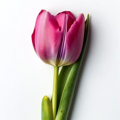 Pink tulip with green stem