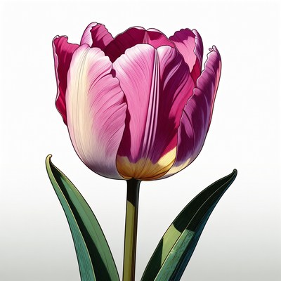 Pink Tulip Flower on White Background