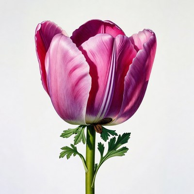 Pink Tulip Flower on White Background
