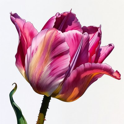 Pink Tulip Flower on White Background
