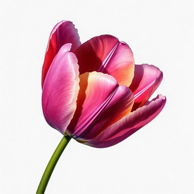 Pink Tulip Flower on White Background