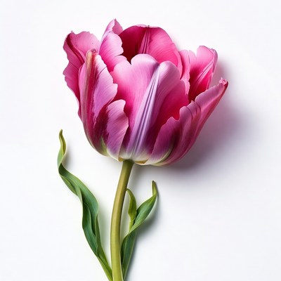Pink Tulip Flower on White Background