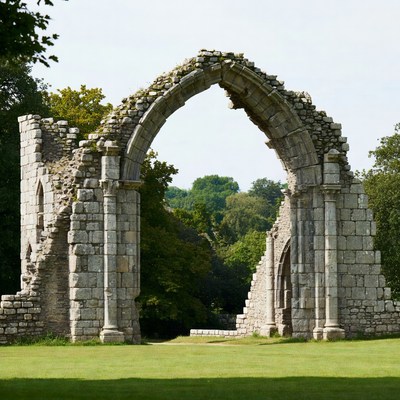 Ruined Stone Archway in Greenery