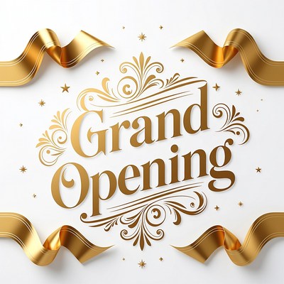 Grand Opening Gold Ribbon Banner
