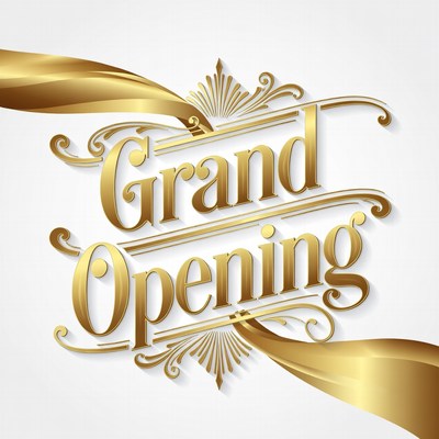 Grand Opening Gold Ribbon Banner