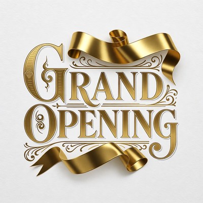 Grand Opening Gold Ribbon Banner