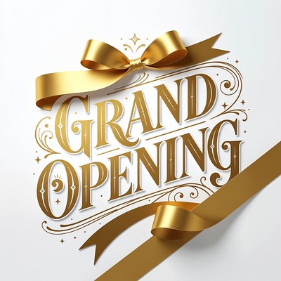 Grand Opening Gold Ribbon Banner