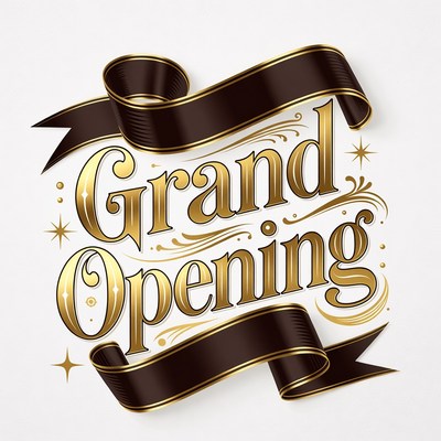 Grand Opening Gold Ribbon Banner