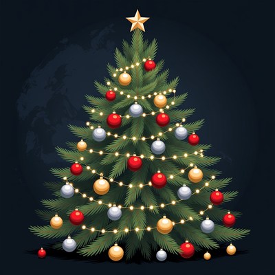 Decorated Christmas Tree with Lights